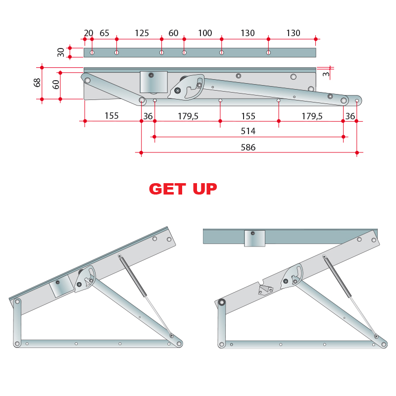 Rete letto contenitore completo di kit alzata